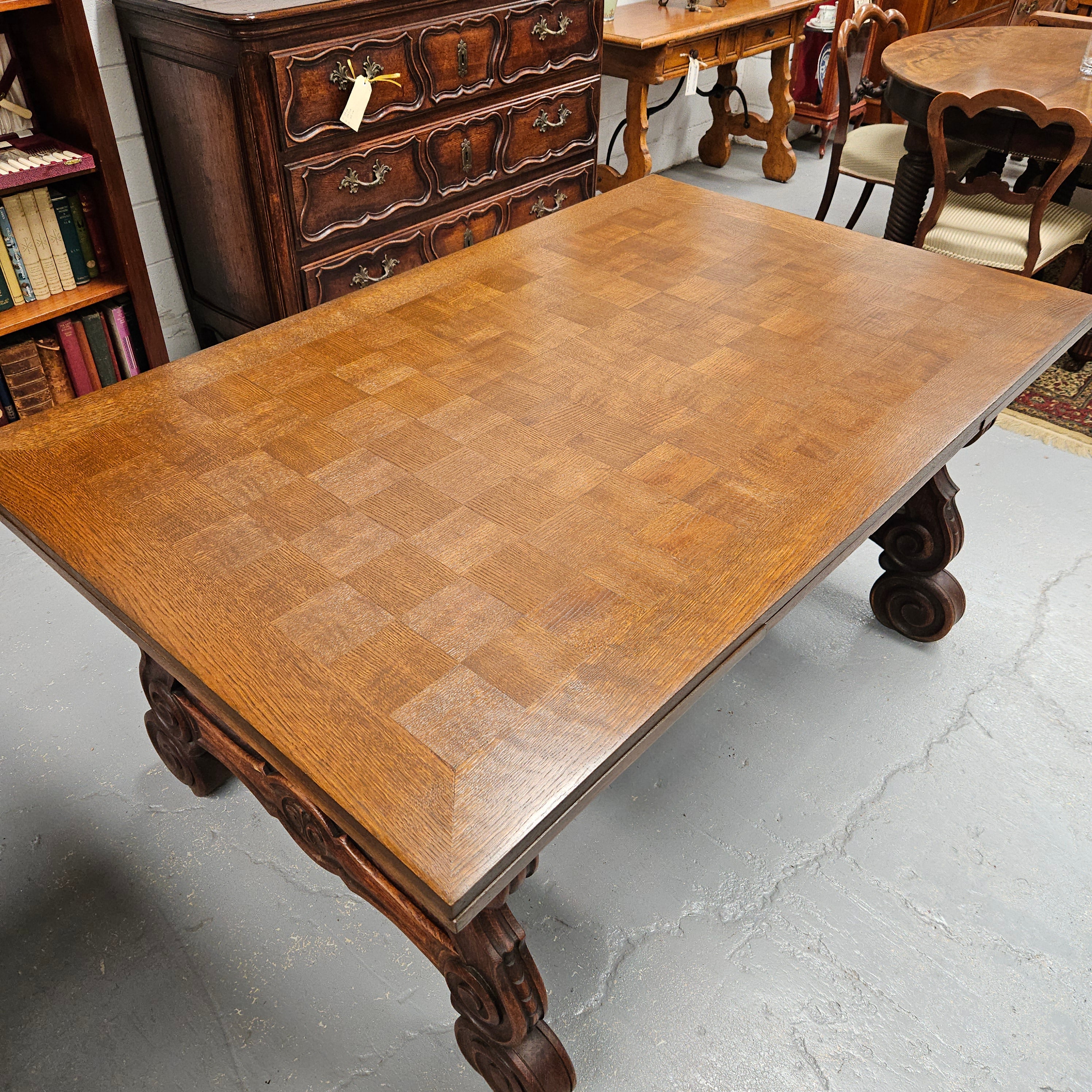 Beautiful French Oak Spanish Style Extension Dining Table | Antique & Vintage | Moonee Ponds Antiques | Australia Wide Delivery