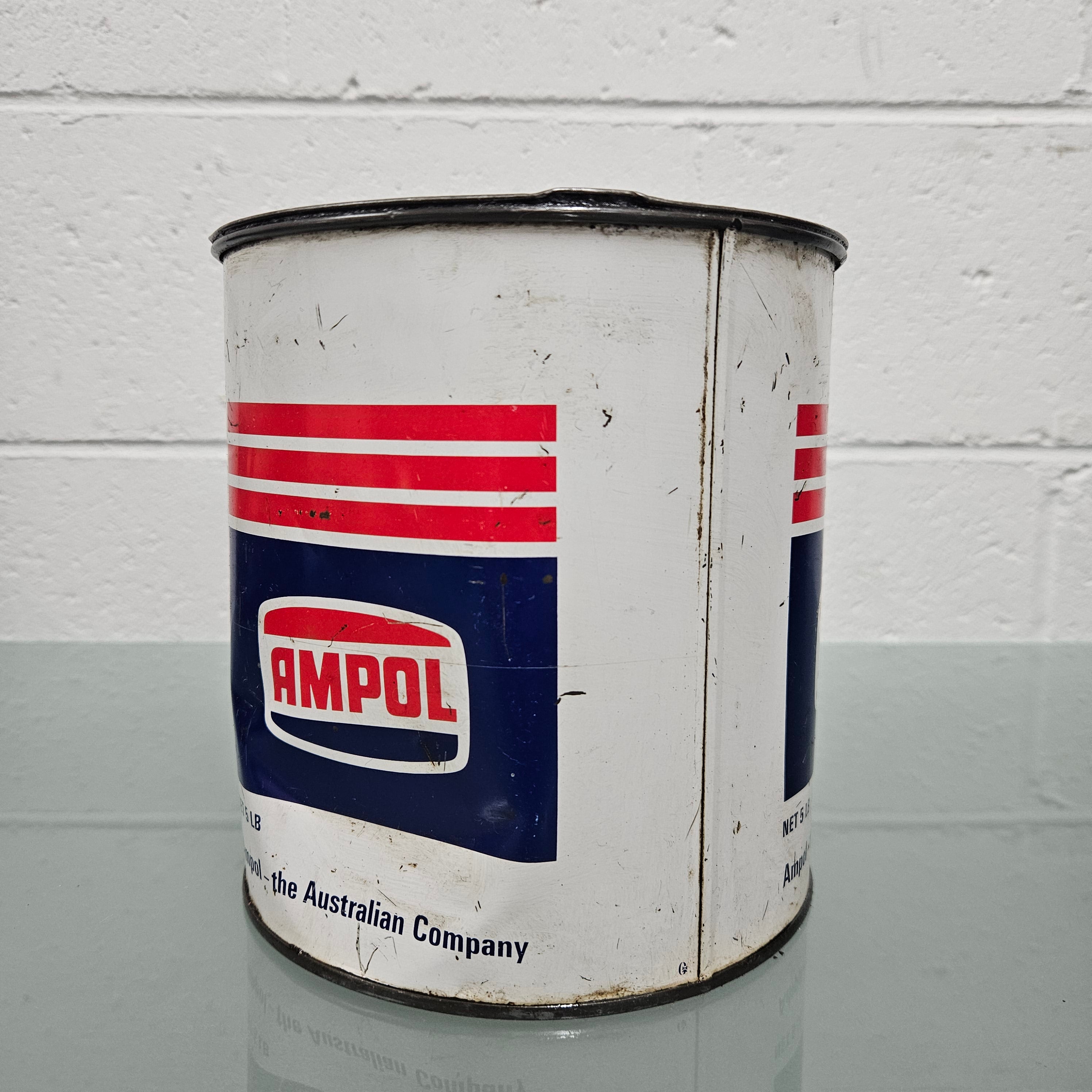 Early Vintage Ampol 5lb Grease Tin | Antique & Vintage | Moonee Ponds Antiques | Australia Wide Delivery