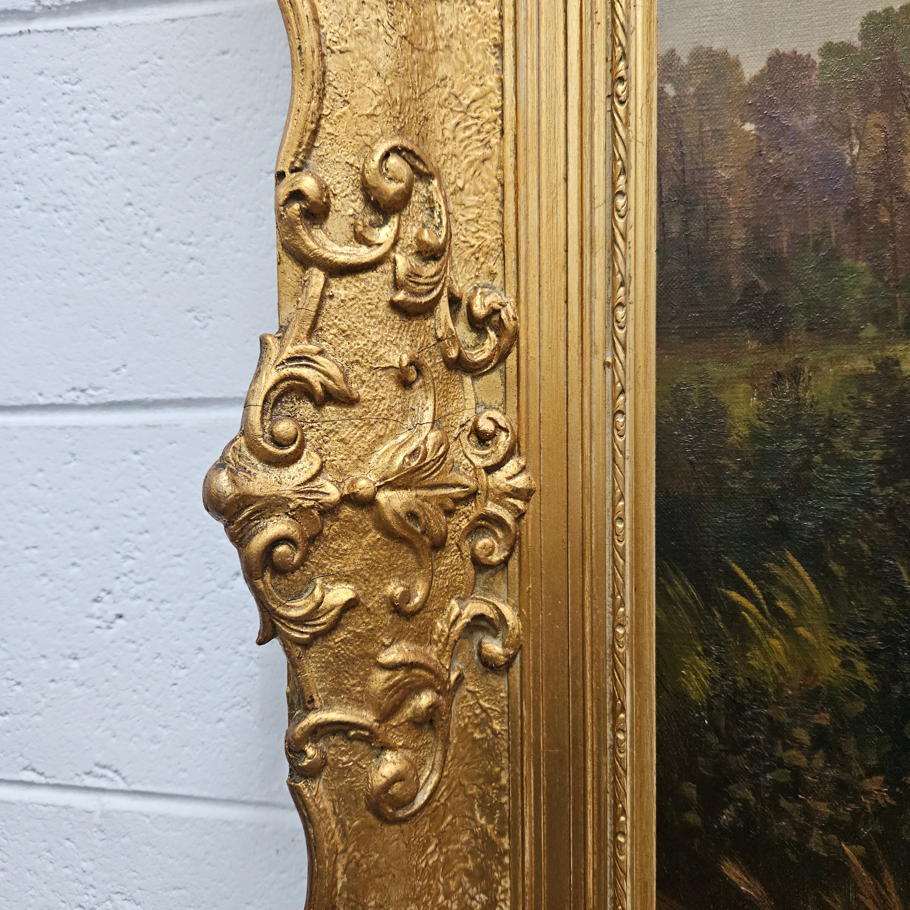 Signed Oil on Canvas "Hunting Scene" In Decorative Gilt Frame | Antique & Vintage | Moonee Ponds Antiques | Australia Wide Delivery