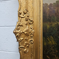 Signed Oil on Canvas "Hunting Scene" In Decorative Gilt Frame | Antique & Vintage | Moonee Ponds Antiques | Australia Wide Delivery