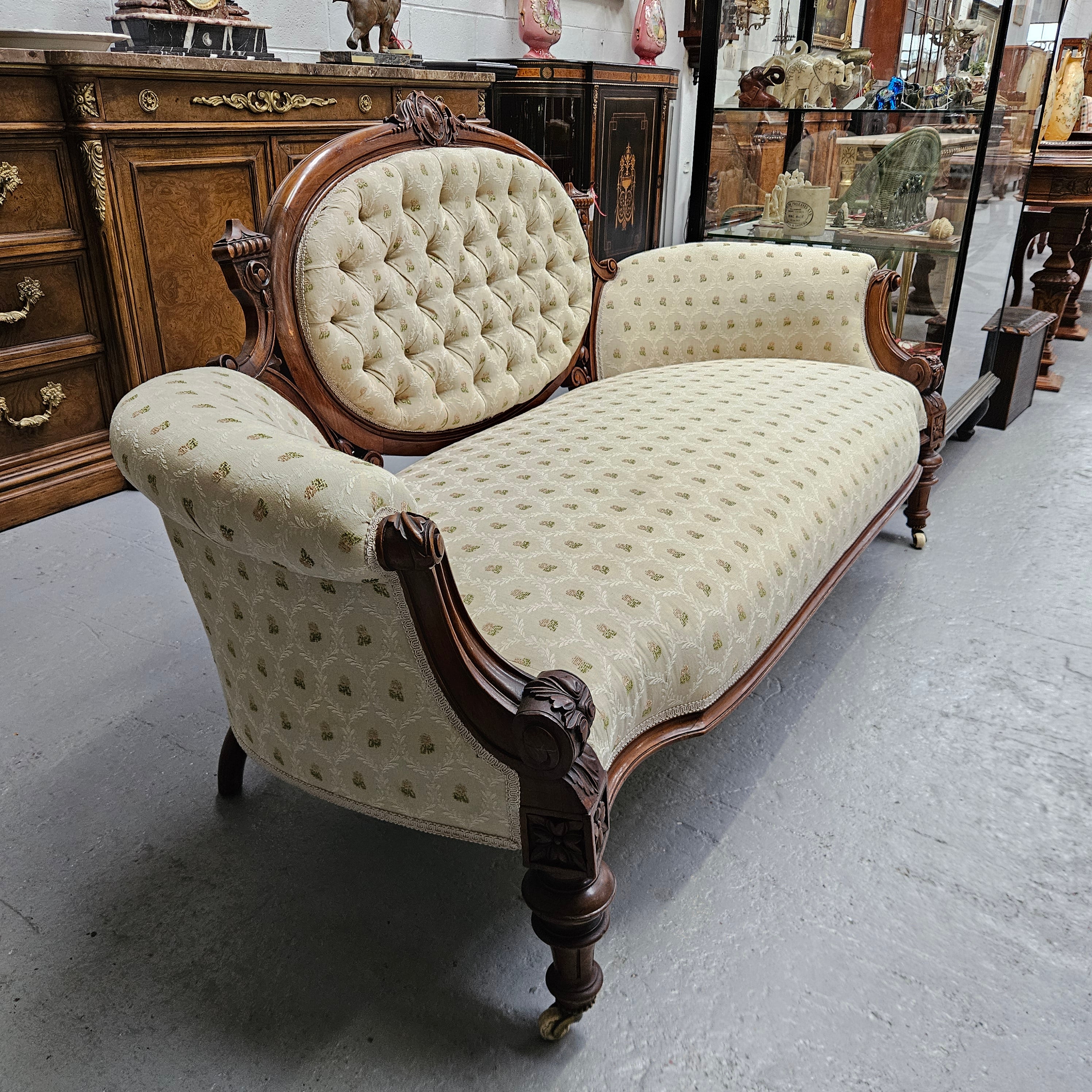 Victorian Walnut Double Ended Chaise Lounge | Antique & Vintage | Moonee Ponds Antiques | Australia Wide Delivery