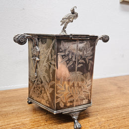 Victorian Hexagonal Silver Plated Biscuit Barrel