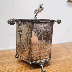Victorian Hexagonal Silver Plated Biscuit Barrel | Antique & Vintage | Moonee Ponds Antiques | Australia Wide Delivery