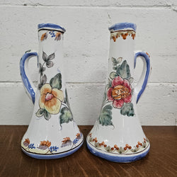 Pair of Hand Painted Portguese Pottery Coimbra Jug/Vases | Antique & Vintage | Moonee Ponds Antiques | Australia Wide Delivery