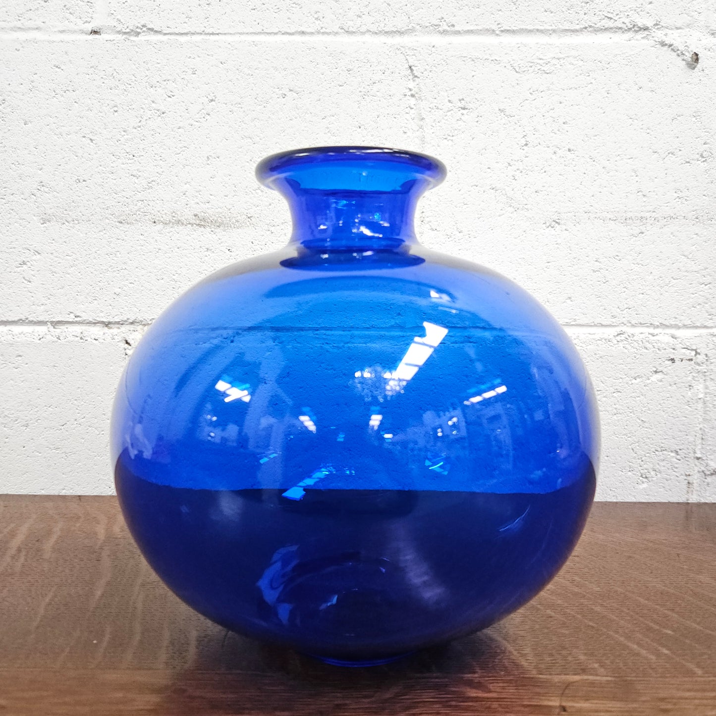 Vintage Hand Made Cobalt Blue Glass Vase