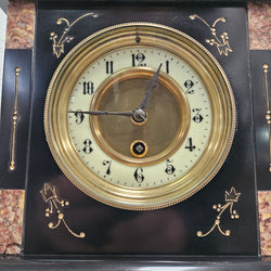 French Inlaid Marble Time Piece Clock Fully Serviced | Antique & Vintage | Moonee Ponds Antiques | Australia Wide Delivery