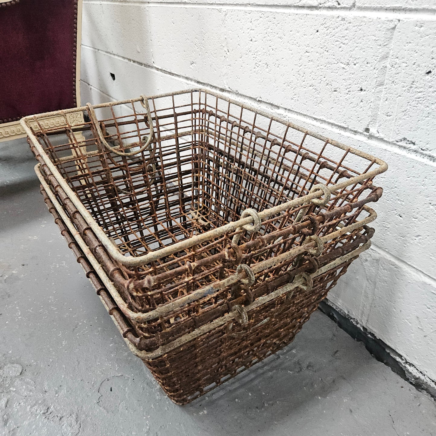 Antique Wire Baskets With Handles