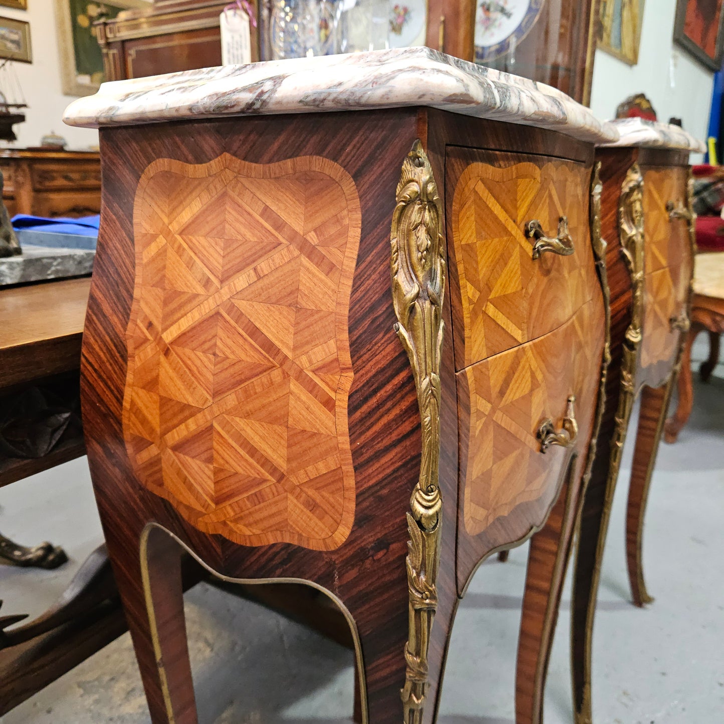 Louis XV Style Miniature Commode Marble Top Bedsides