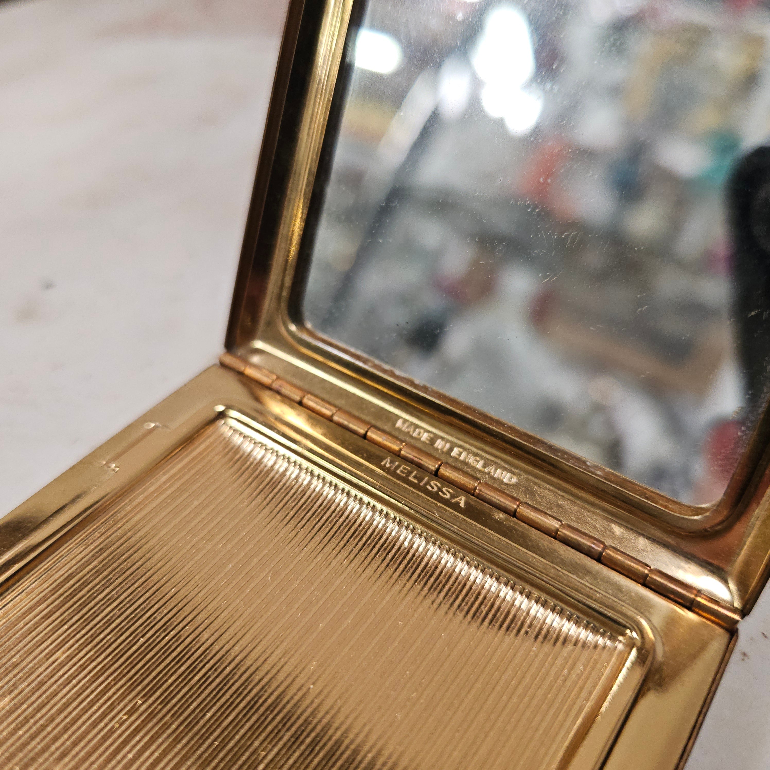 Beautiful "Melissa" Powder Compact With Mother Of Pearl Top | Antique & Vintage | Moonee Ponds Antiques | Australia Wide