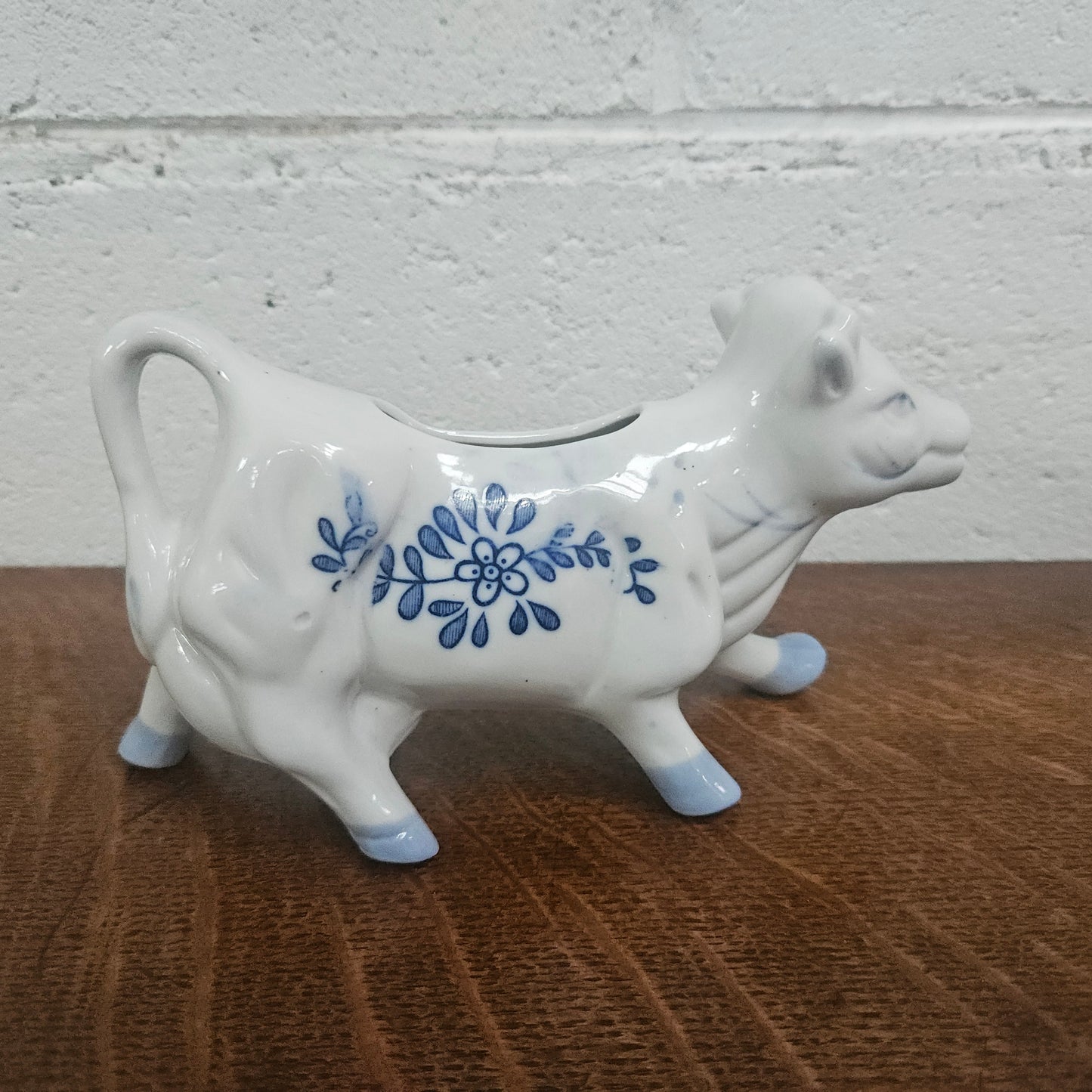 Vintage Blue/White Cow Cream Jug