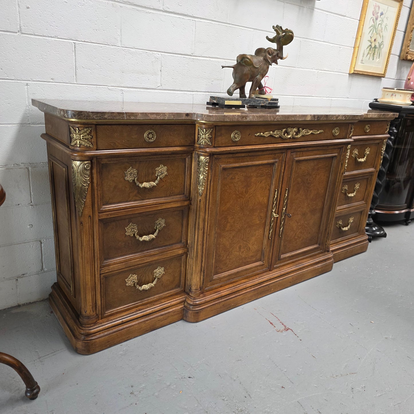 Vintage High Quality Antique Style Elm Sideboard with Stunning Marble Top