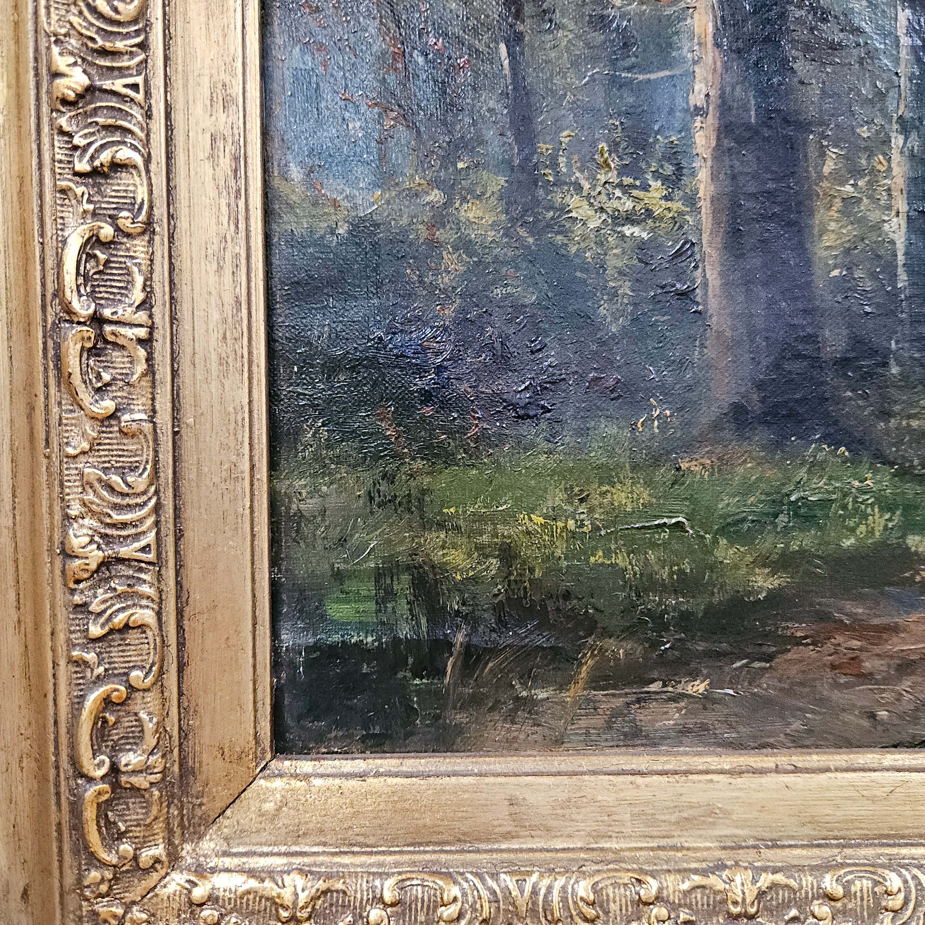 Oil on Canvas Forest Landscape in Ornate Gilt Frame | Antique & Vintage | Moonee Ponds Antiques | Australia Wide Delivery