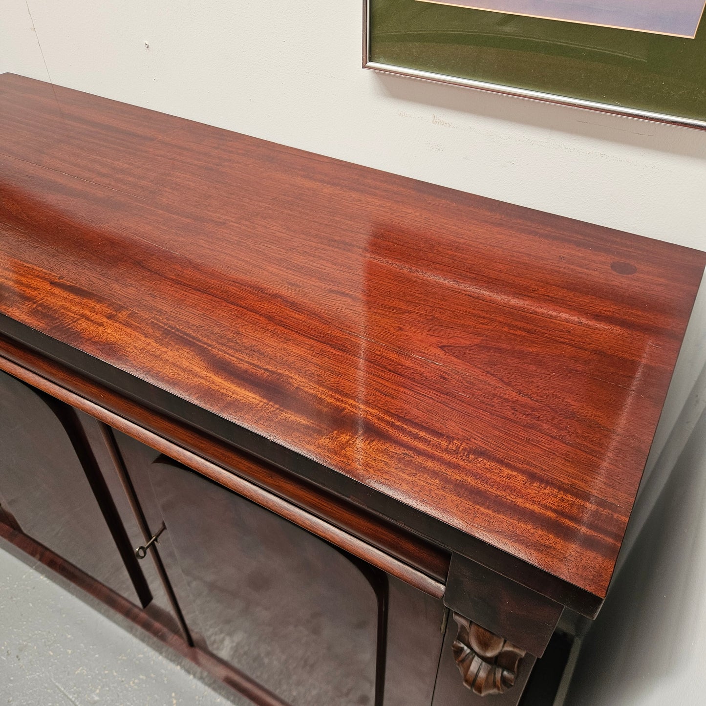 Solid Mahogany Two Door Cabinet With Drawer