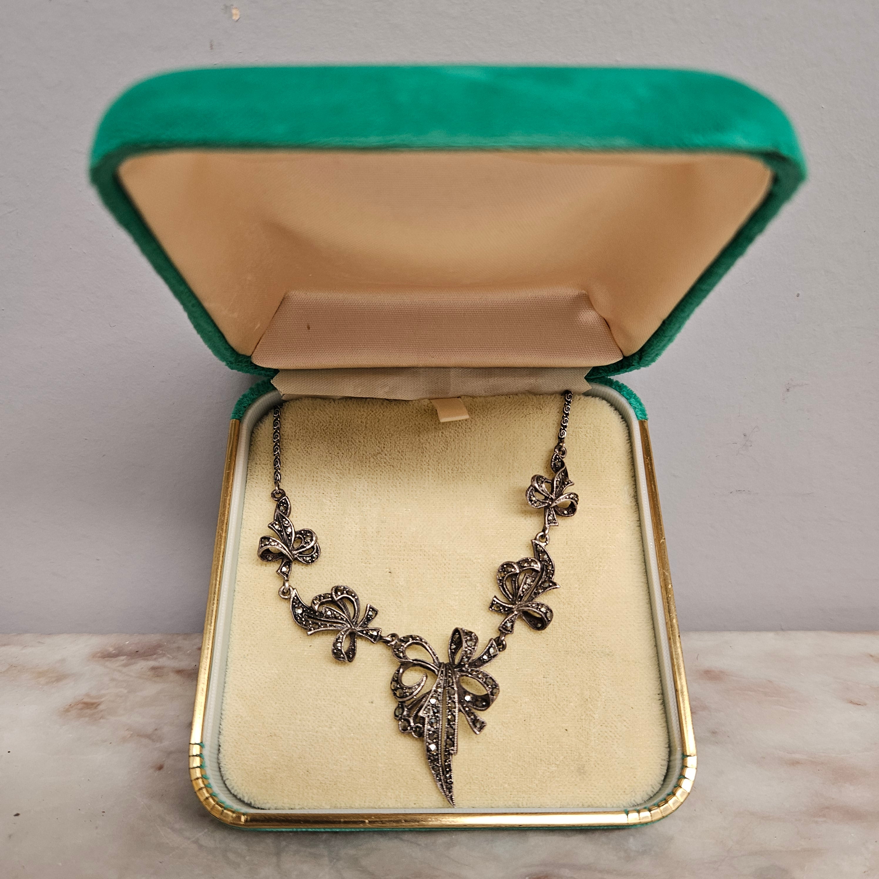 Sterling Silver & Marcasite Vintage Necklace