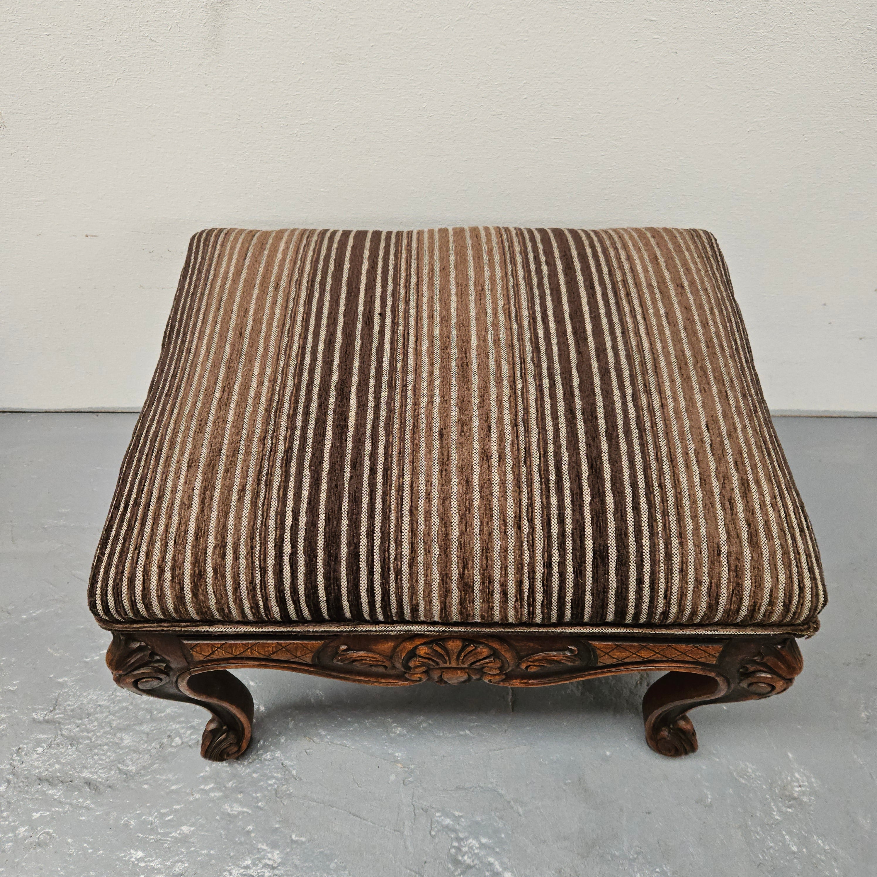 French Oak Louis XV Style Upholstered Footstooli | Antique & Vintage | Moonee Ponds Antiques | Australia Wide Delivery