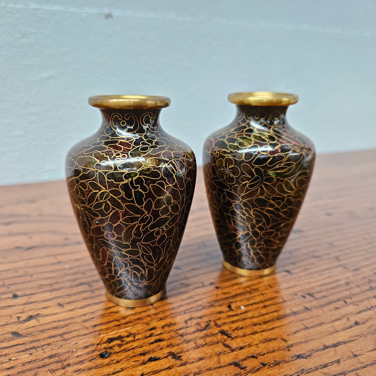 Pair of Miniature Cloisonne Vases