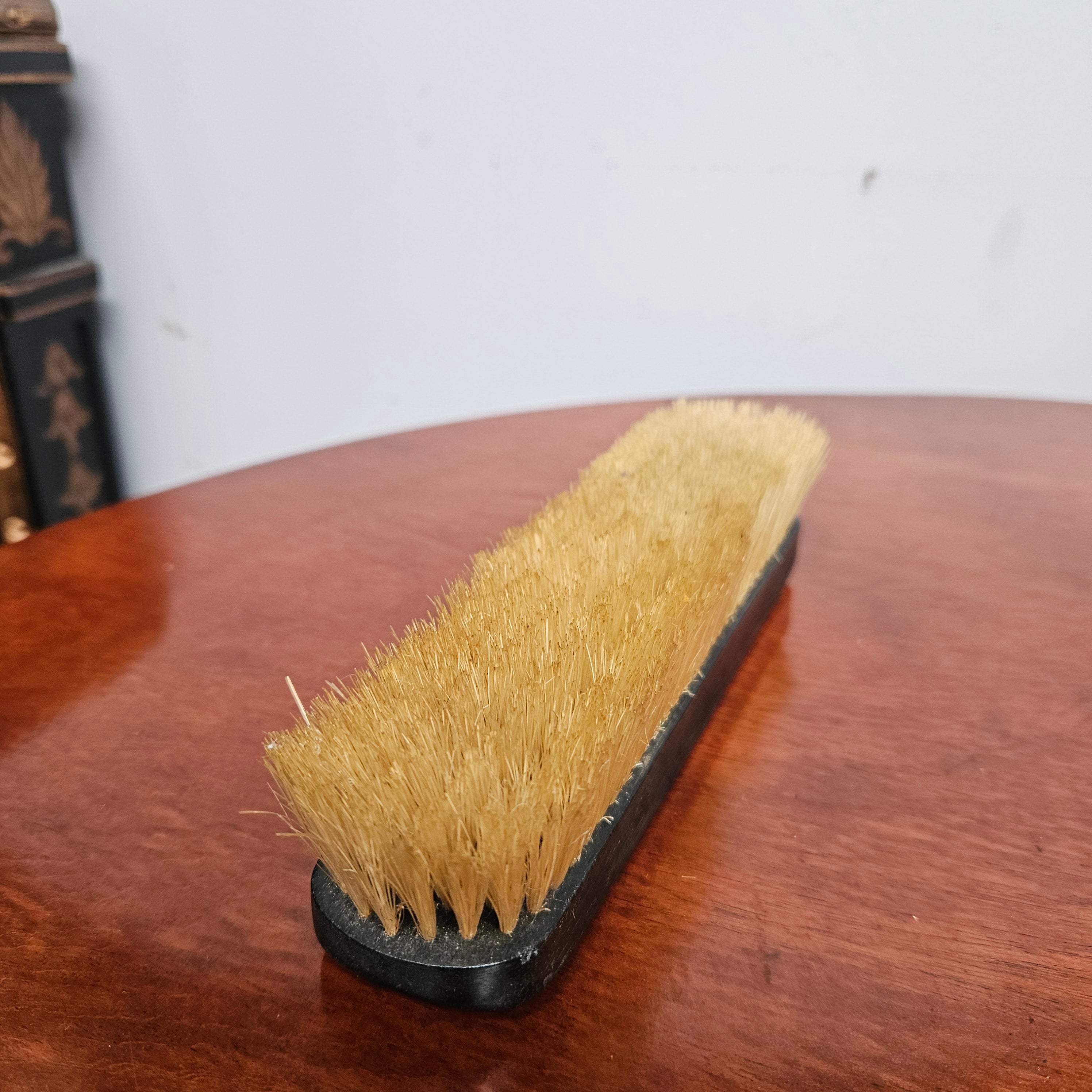 Antique Ebonised Wooden Brush With Silver Initials