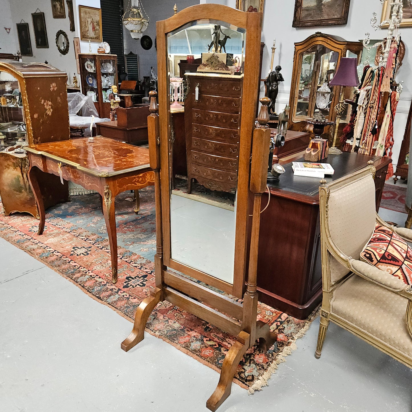 Grand Queensland Maple Cheval Mirror