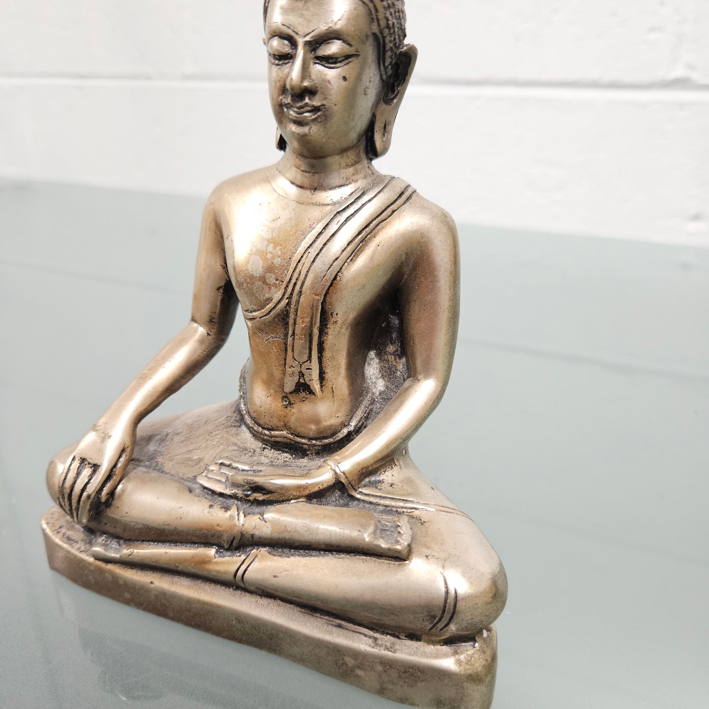 Silvered Bronze Thai Buddha Statue