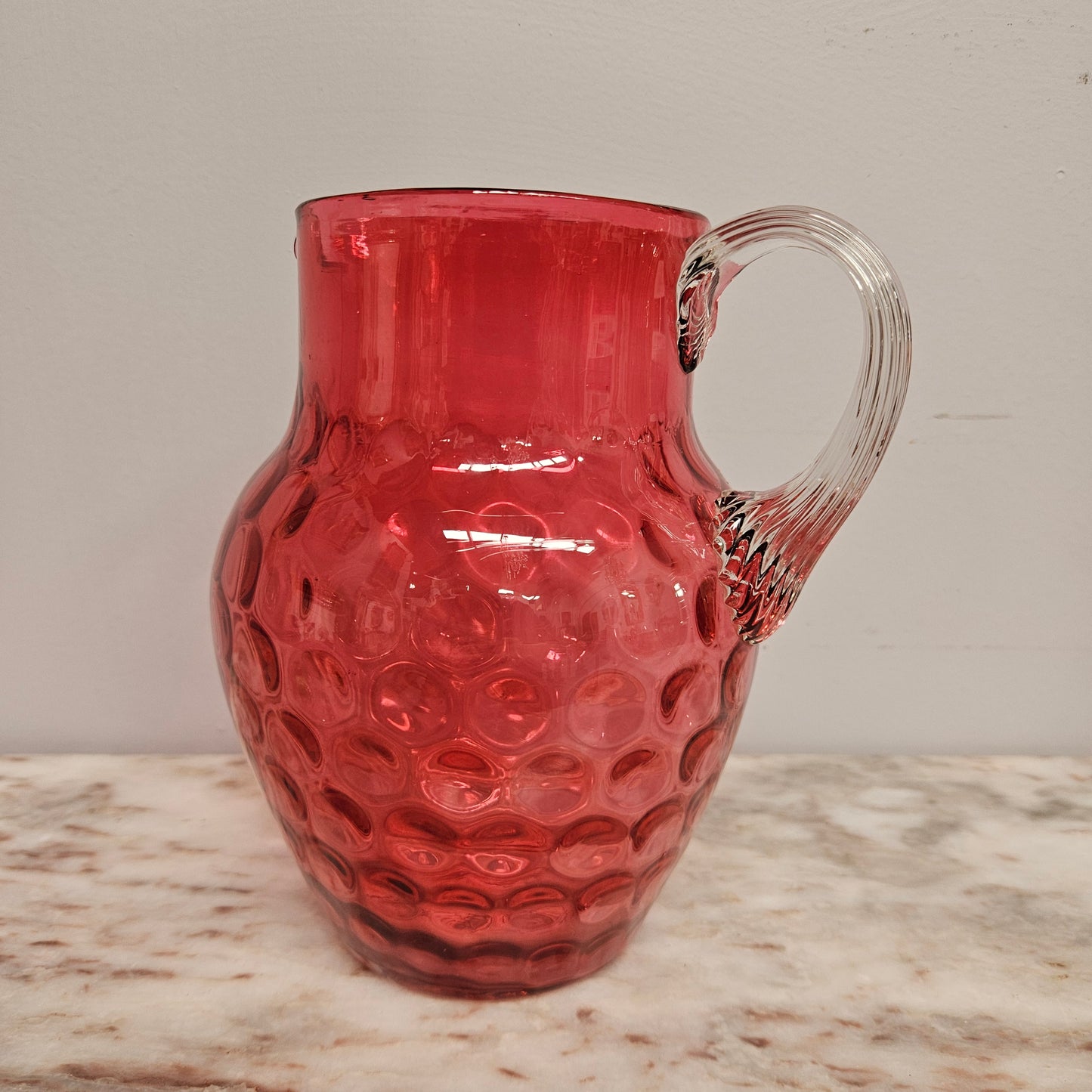 Victorian Cranberry Glass Pitcher Jug