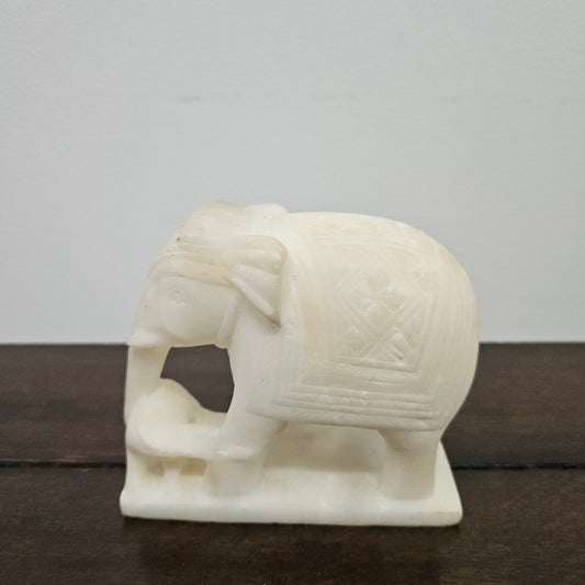 Vintage Hand Carved Indian Alabaster Elephant