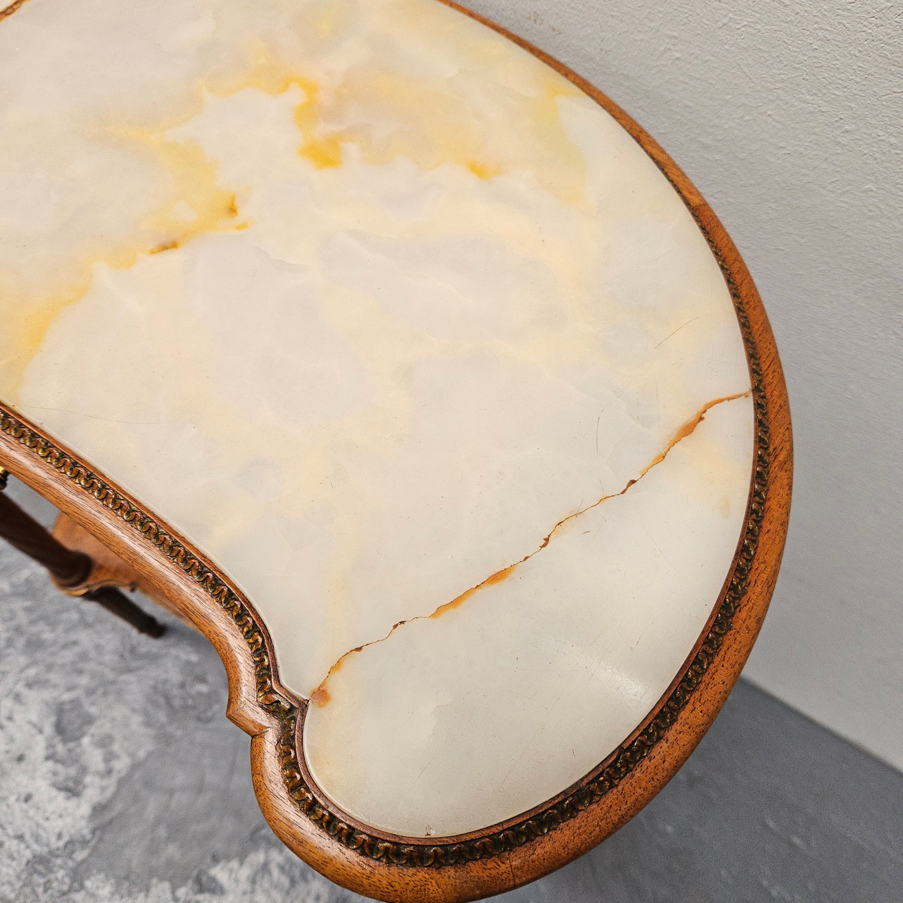 Louis XVIth Style Kidney Shape, Marble Top, Ormolu Trim Side Table | Antique & Vintage | Moonee Ponds Antiques | Australia Wide Delivery