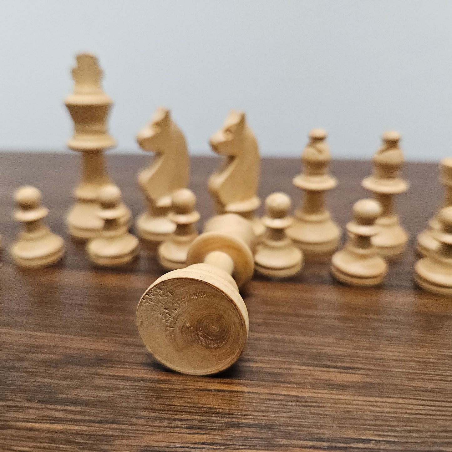 Vintage Wooden French Chess Set In Original Box