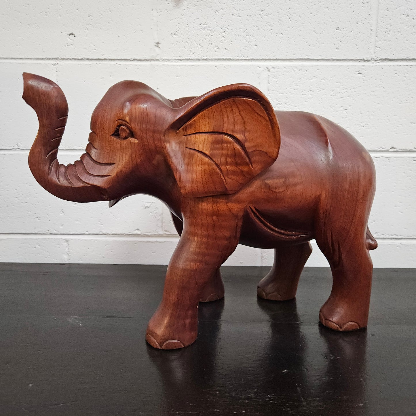 Vintage Carved Wooden Elephant Statue