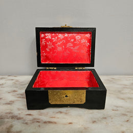 Chinese Lacquer & Brass Trinket Box