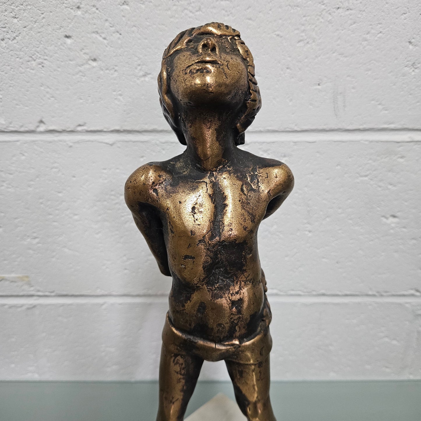 Mid Century Modern Bronze Of Young Boy