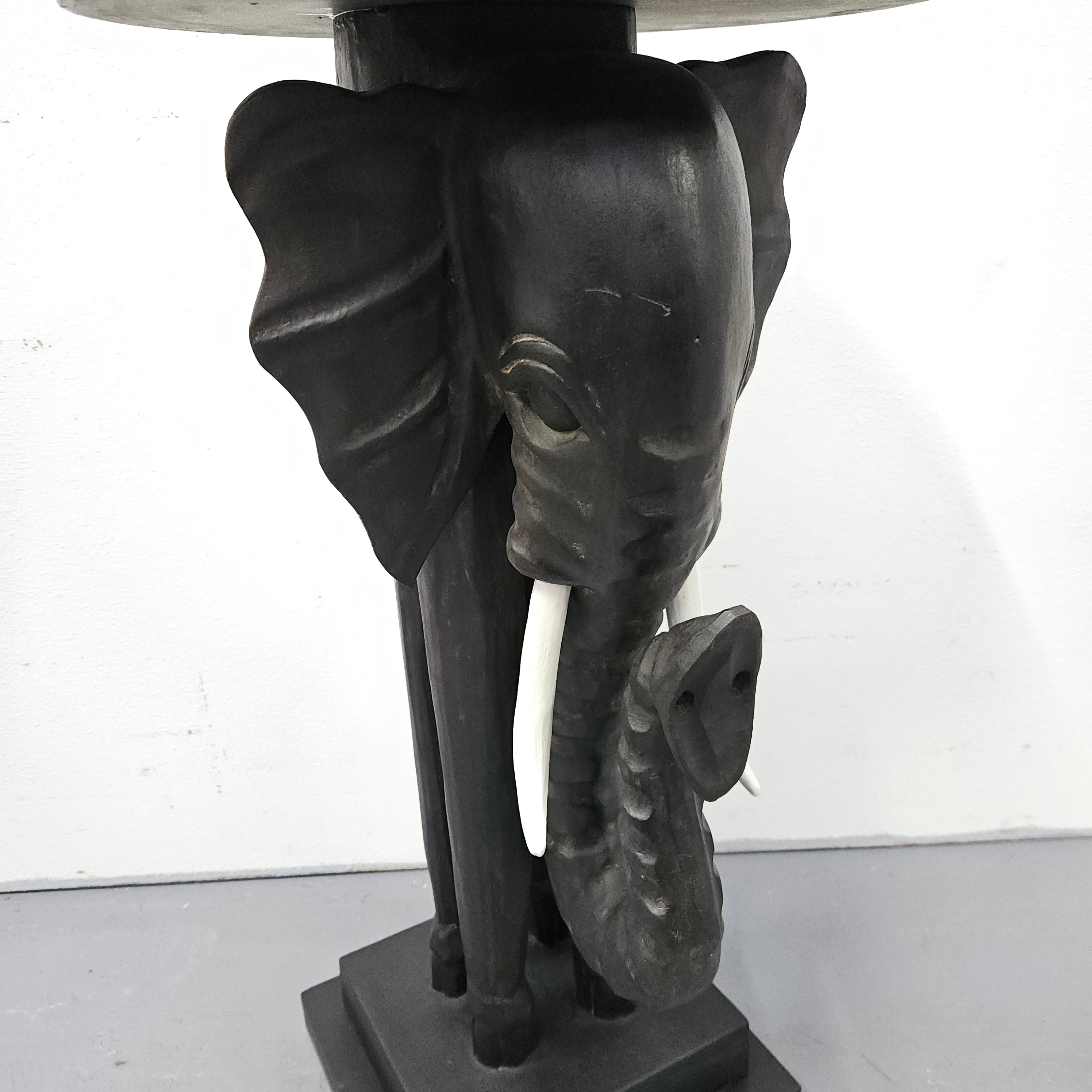 HOLD Unusual Hand Carved Ebonized Timber Elephant Side Table | Antique & Vintage | Moonee Ponds Antiques | Australia Wide Delivery