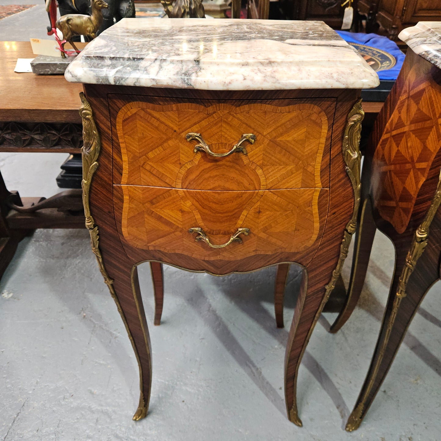 Louis XV Style Miniature Commode Marble Top Bedsides