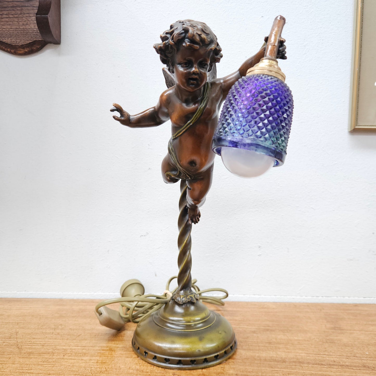 Decorative Antique Bronze Cherub Reading Lamp