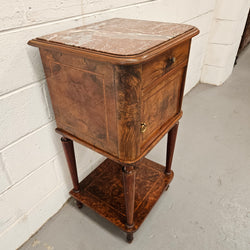 French Figured Walnut Marble Top Bedside | Antique & Vintage | Moonee Ponds Antiques | Australia Wide Delivery