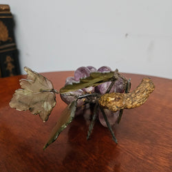 Vintage Cluster Of Amethyst And Jade Grapes And Leaves
