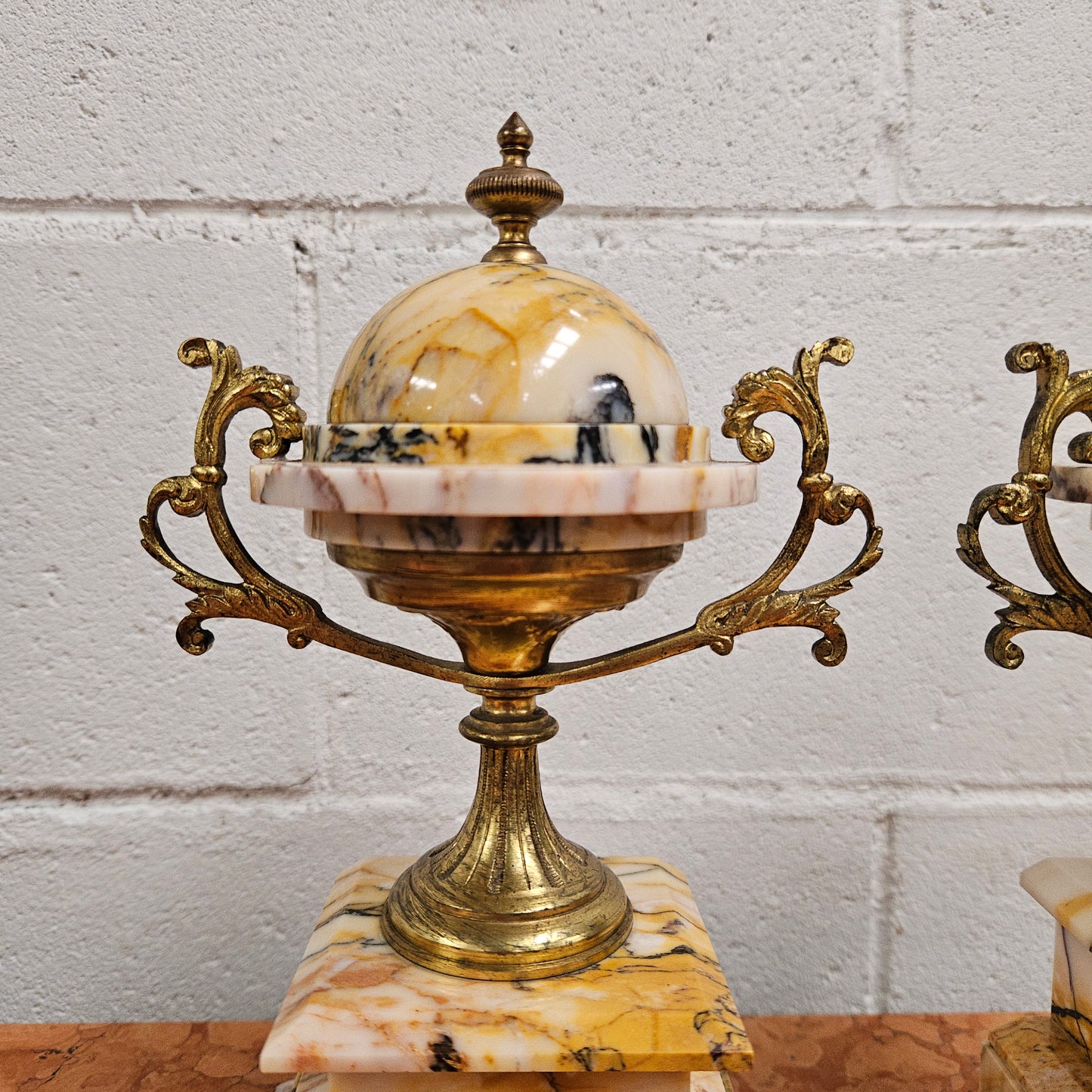 Elegant French Marble & Gilt Brass Cassolettes