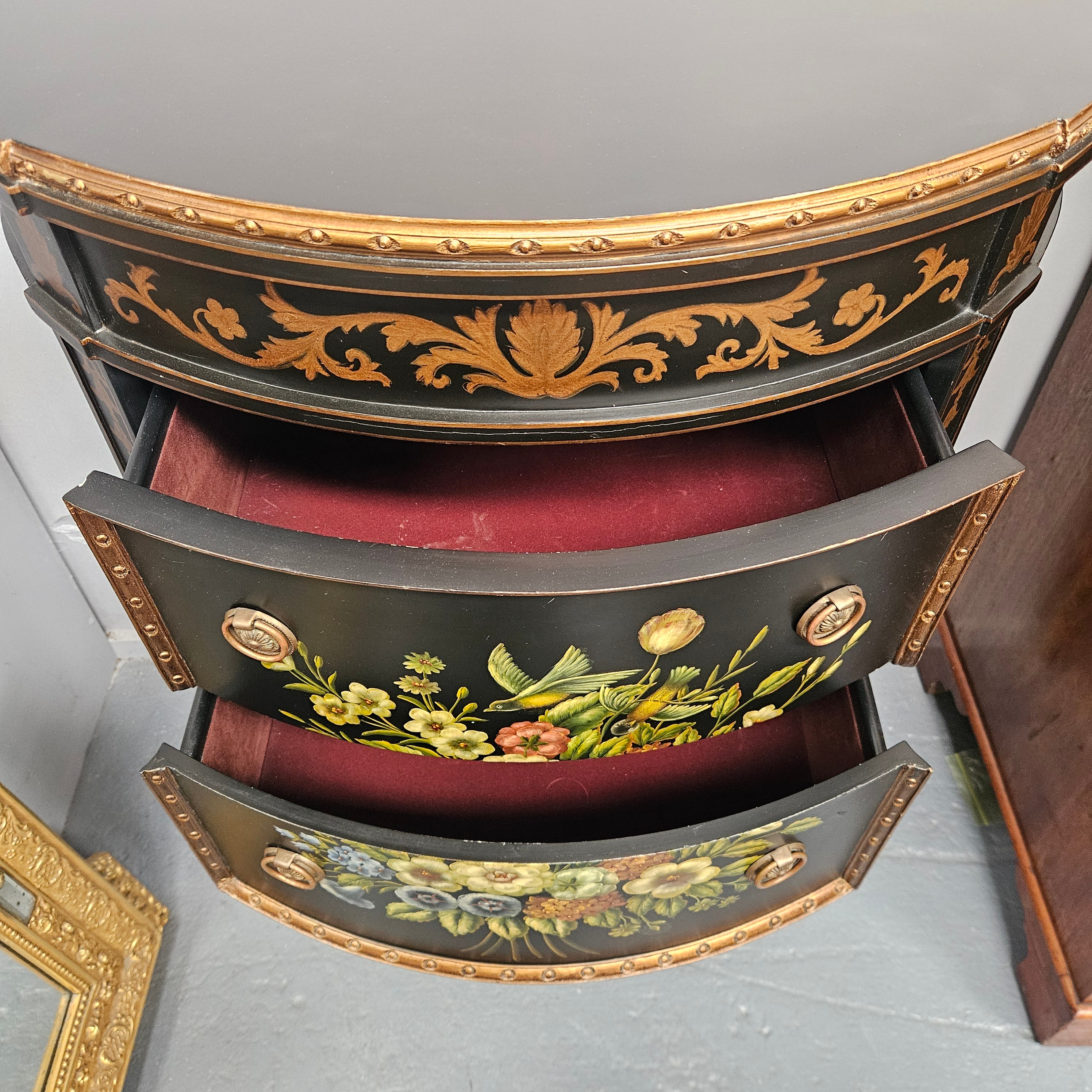 French Style Ebonised Hand Painted Chest of Drawers | Antique & Vintage | Moonee Ponds Antiques | Australia Wide Delivery