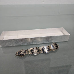 Vintage Silver Metal Thailand Bracelet With Niello Dancing Girl