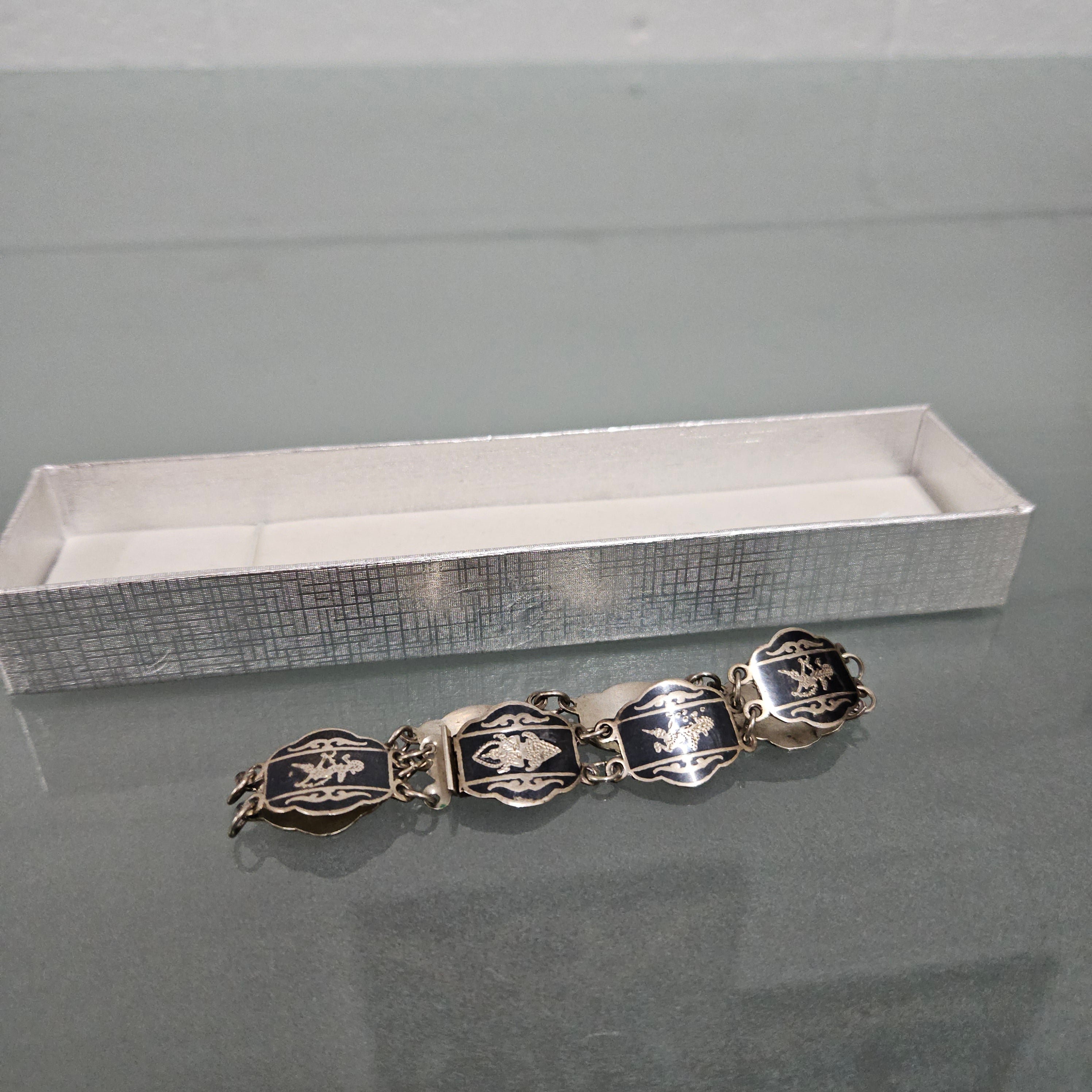Vintage Silver Metal Thailand Bracelet With Niello Dancing Girl | Antique & Vintage | Moonee Ponds Antiques | Australia Wide Delivery