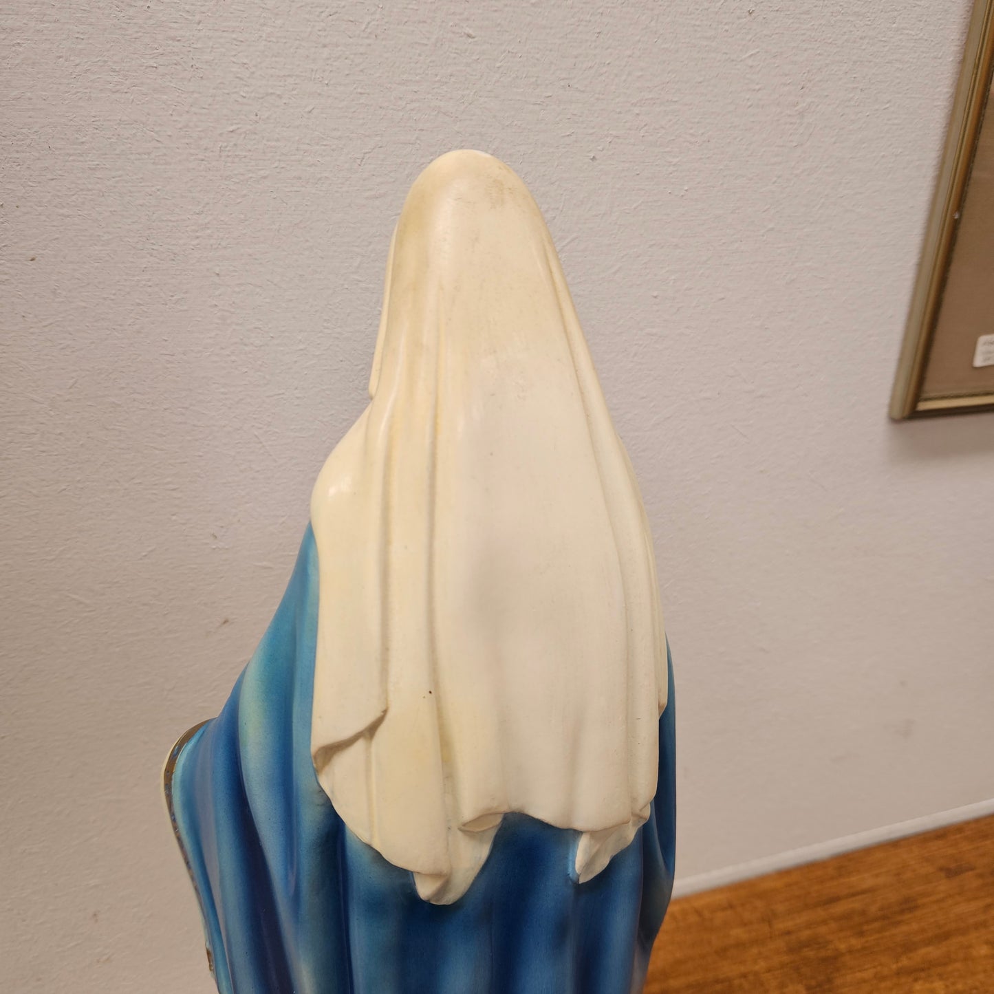 Vintage Hand-Painted Plaster Statue of Our Lady Mary