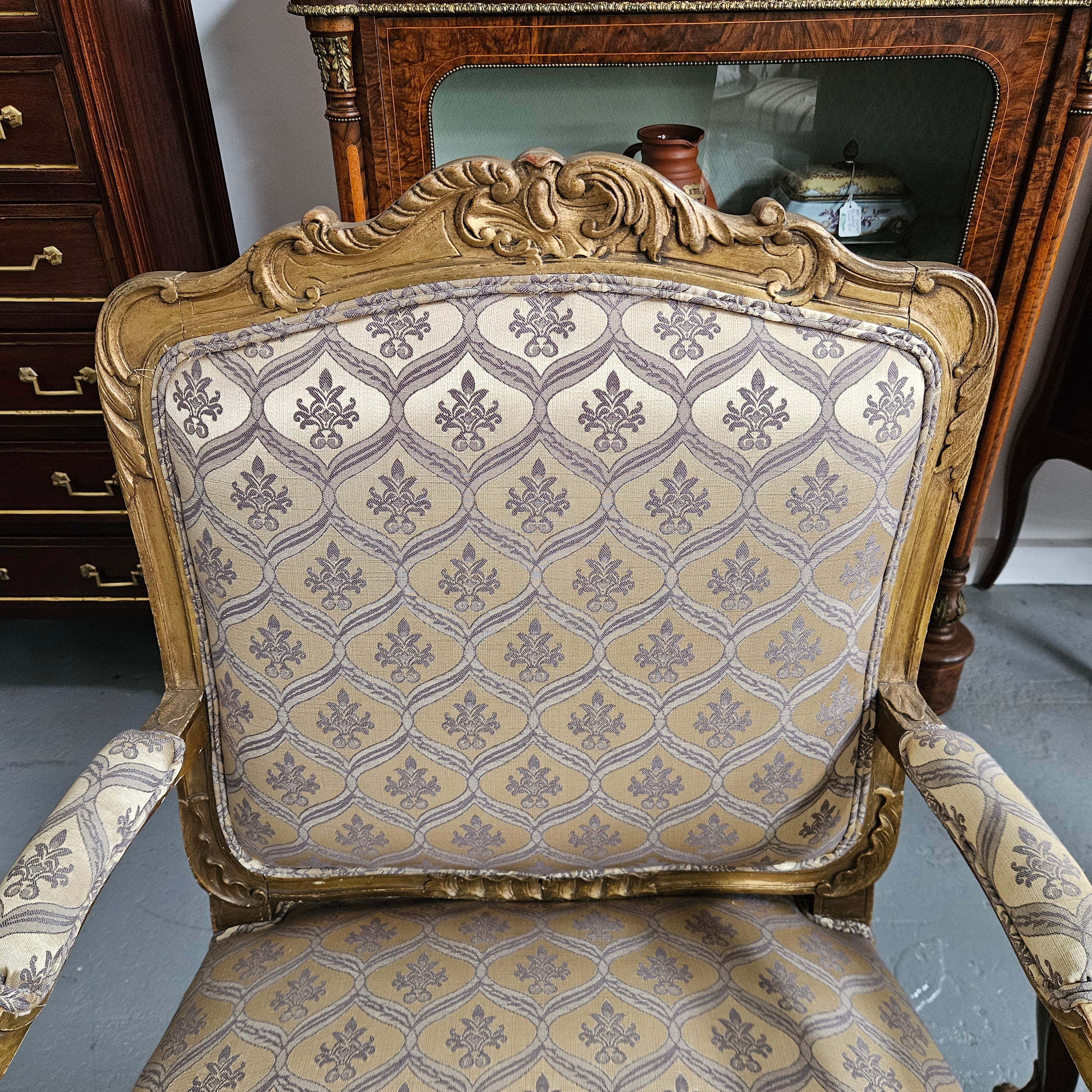 Antique Pair Reupholstered Louis XVth Style Giltwood Armchairs | Antique & Vintage | Moonee Ponds Antiques | Australia Wide