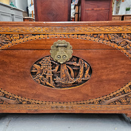 Oriental Carved Camphor Wood Chest