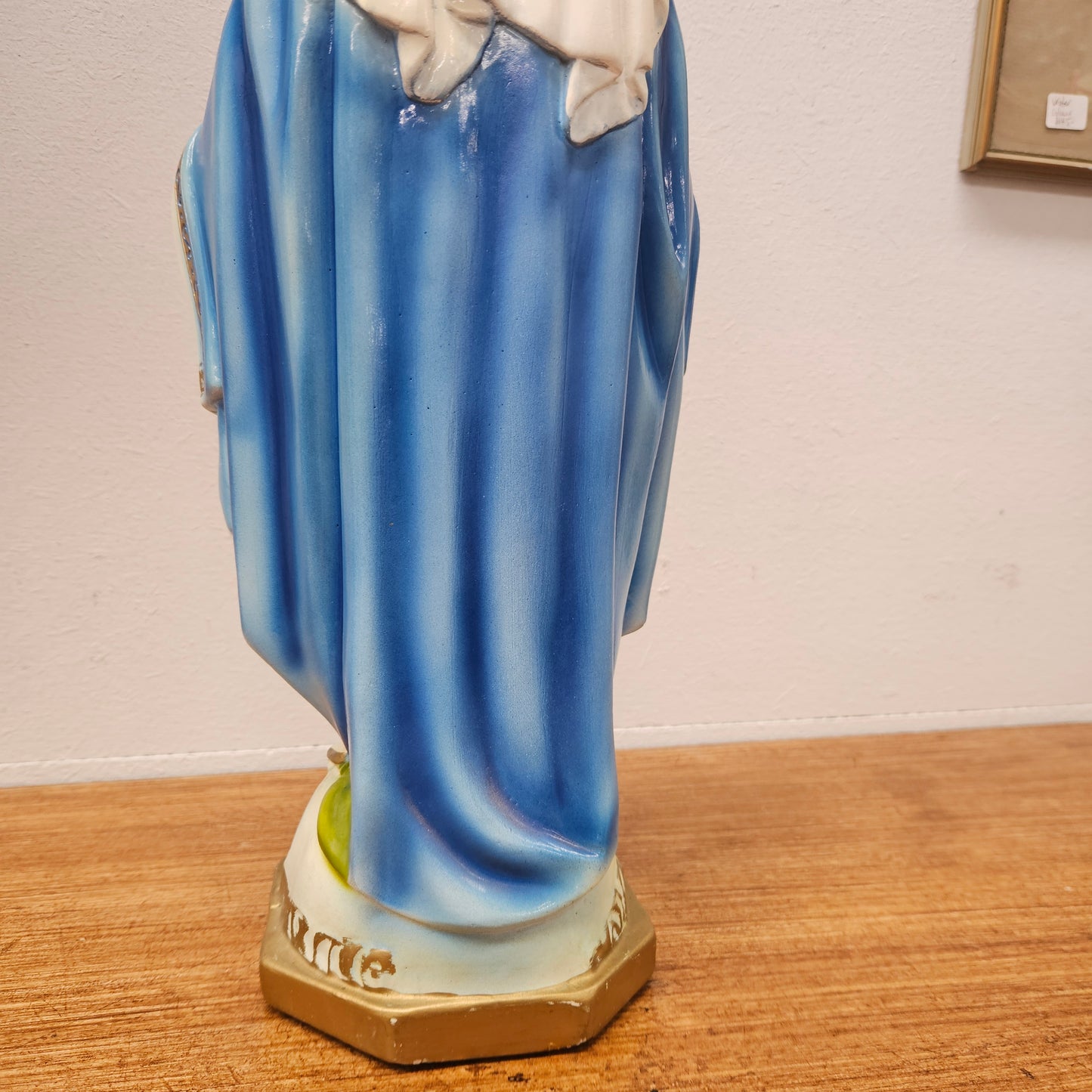 Vintage Hand-Painted Plaster Statue of Our Lady Mary