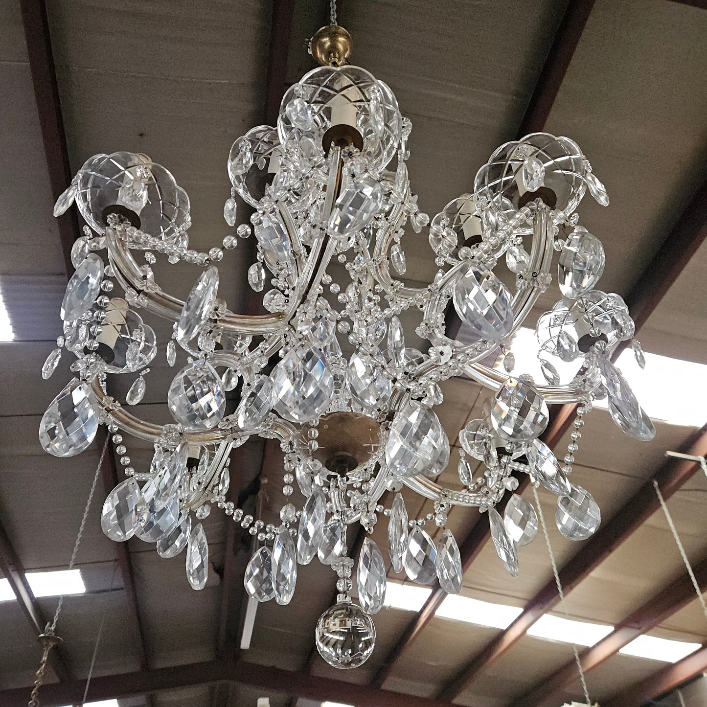 French Parisian Crystal 12 Arm Chandelier