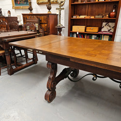 Beautiful French Oak Spanish Style Extension Dining Table | Antique & Vintage | Moonee Ponds Antiques | Australia Wide Delivery