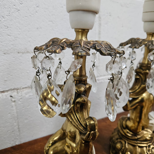 Pair of Vintage Gilt Cherub Lamps