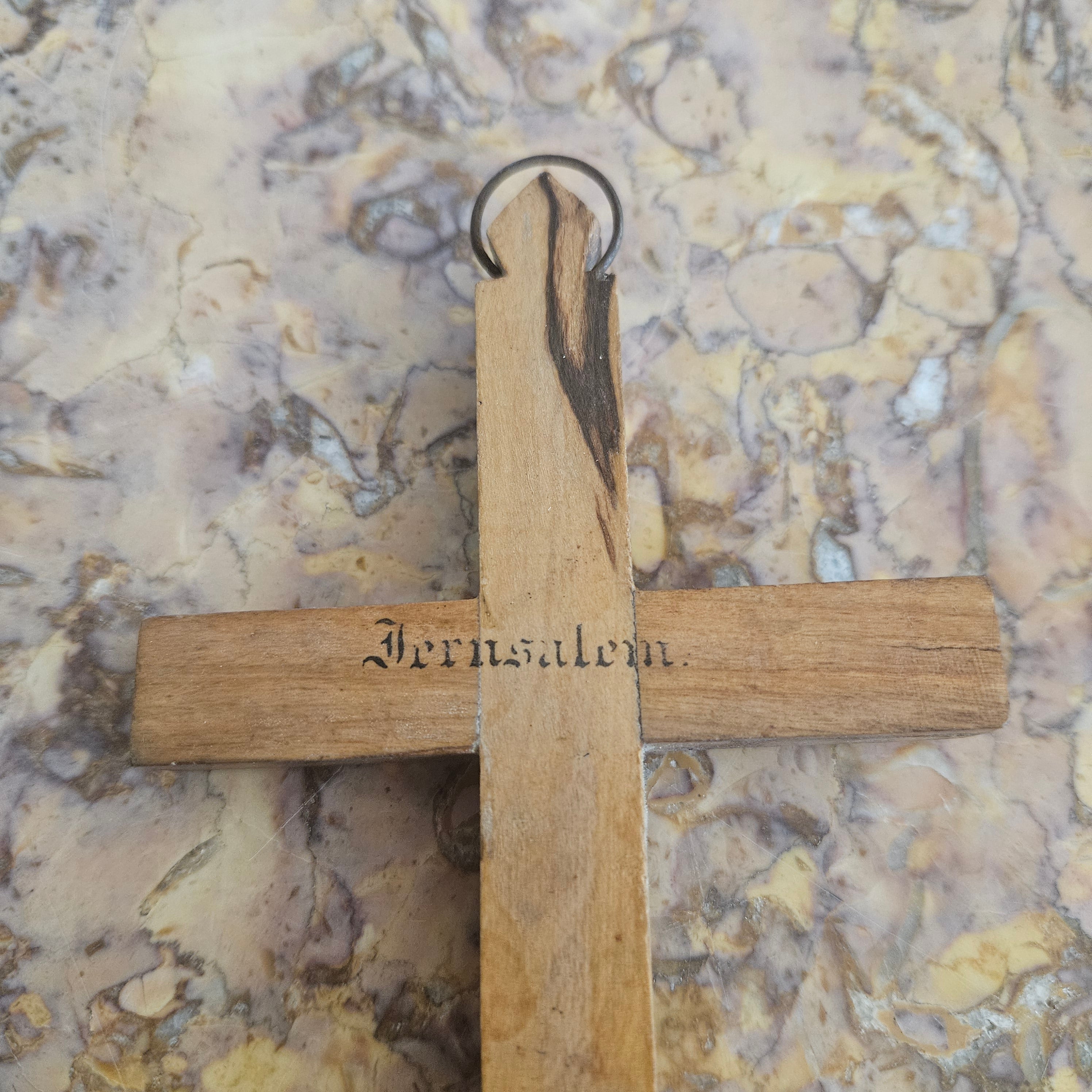 Vintage Wooden & Mother Of Pearl Crucifix "Jerusalem" | Antique & Vintage | Moonee Ponds Antiques | Australia Wide