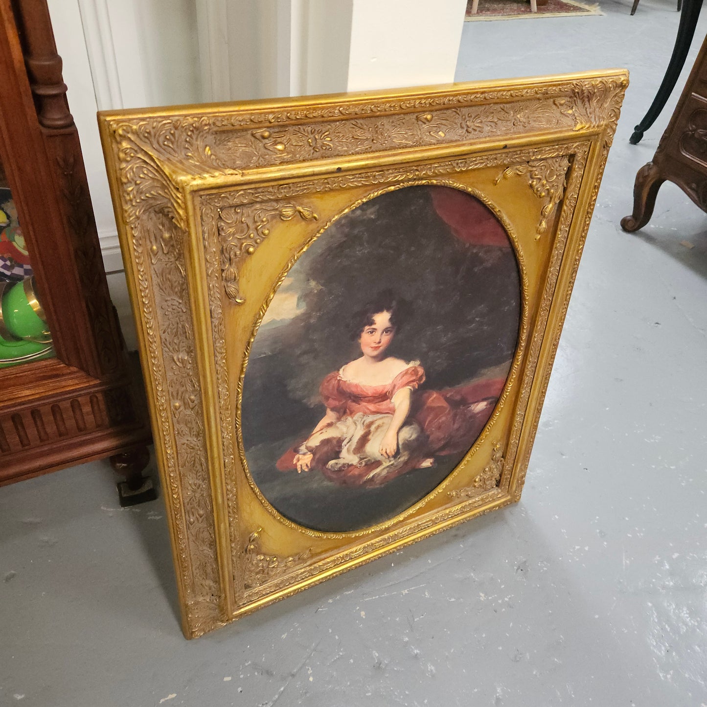 Vintage Gilt Wooden Frame Oleograph Print