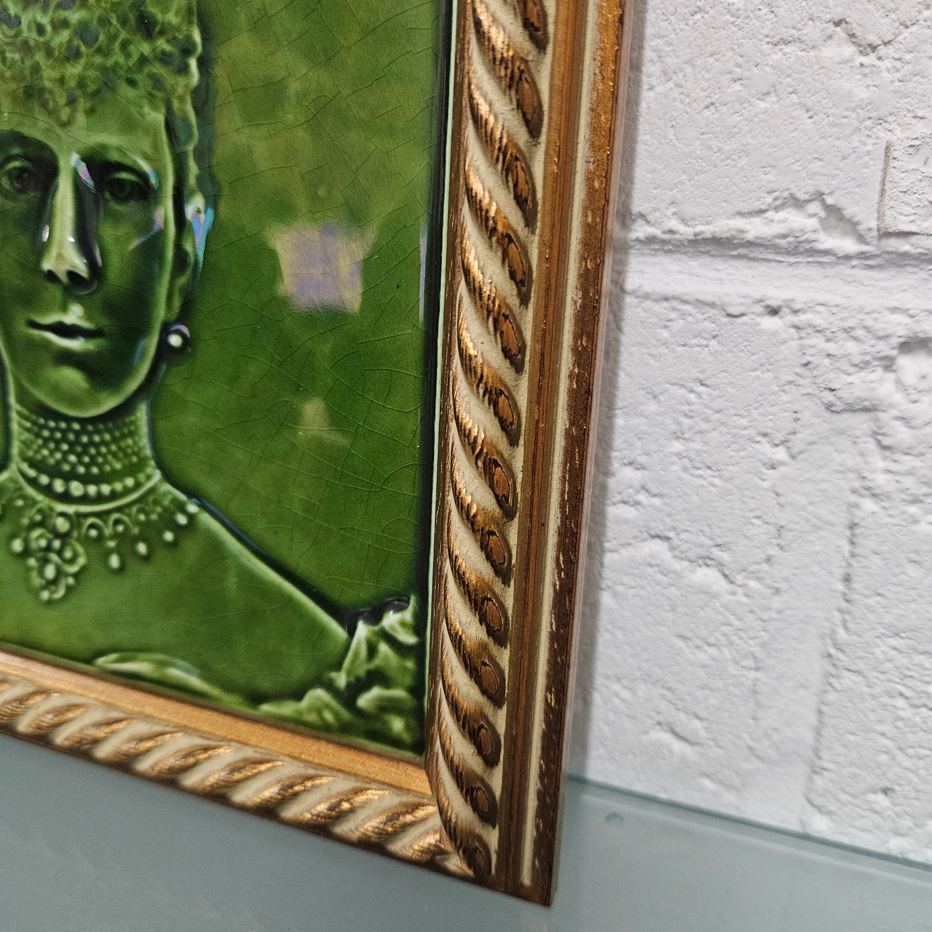 Pair Rare Edwardian Framed Tiles King Georg V & Queen Mary | Antique & Vintage | Moonee Ponds Antiques | Australia Wide Delivery