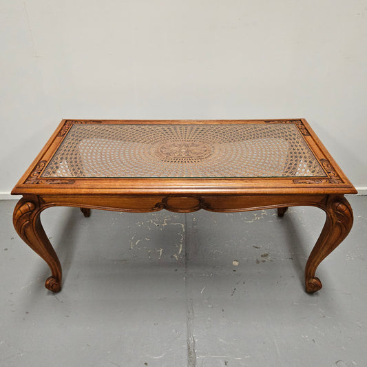 French Oak Cane Insert Coffee Table